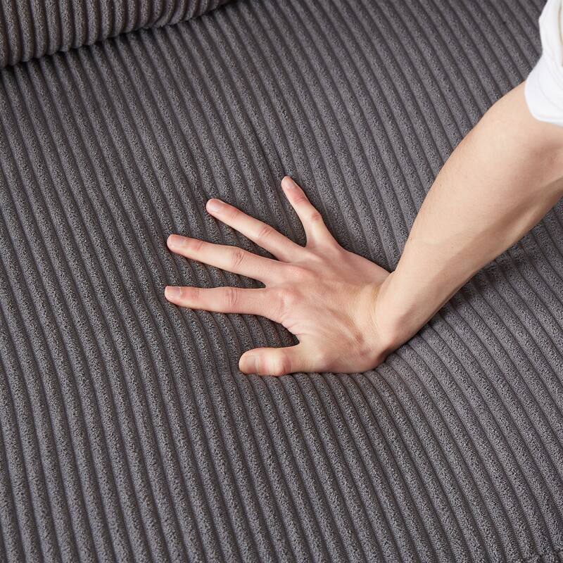 L-Shaped Corduroy Sofa Bed with Pull-Out Sleeper, Reversible Design