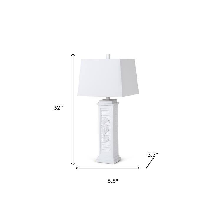 HomeRoots Set of Two 32" White Table Lamp Coastal With White Shade - 5.5' X '32' X '5.5