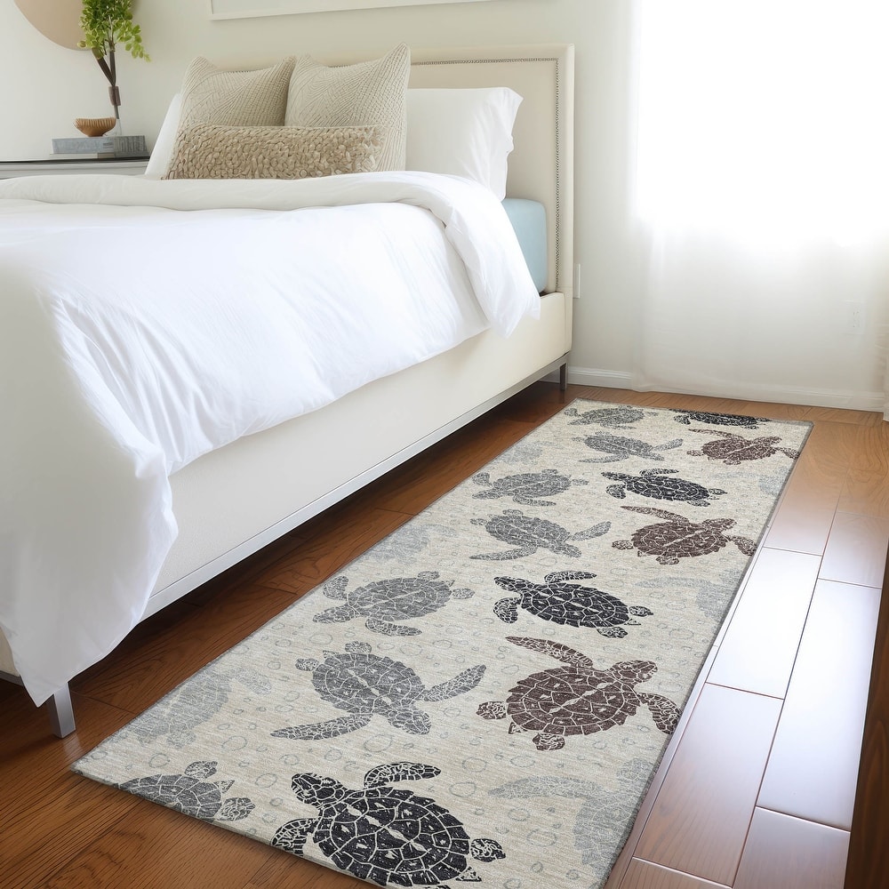 Premium Washable Super Soft Coastal Turtles Mayfield Rug