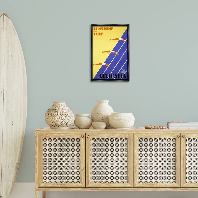 Stupell Sunshine & Surf Australia Framed Floater Canvas Wall Art Design By Marcus Jules