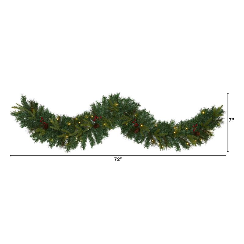 6’ x 7" Pre-Lit Mixed Pine Artificial Christmas Garland, Clear LED Lights