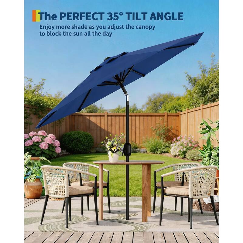 10ft Outdoor Patio Umbrella, with Crank Lift & Push Button Tilt, UV Protection Waterproof