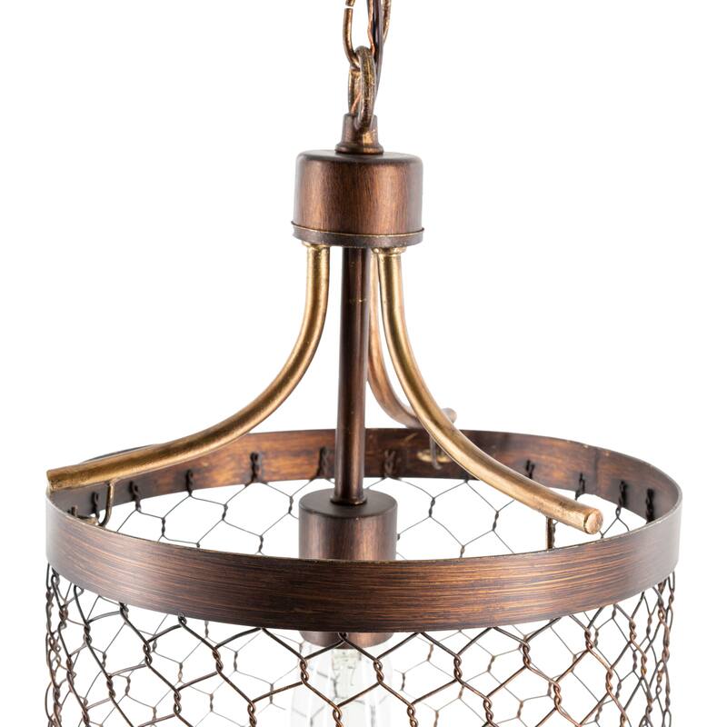 Nell Farmhouse Wire Mesh 1-light Hanging Pendant - 11.75"H x 11.75"W x 17.25"D