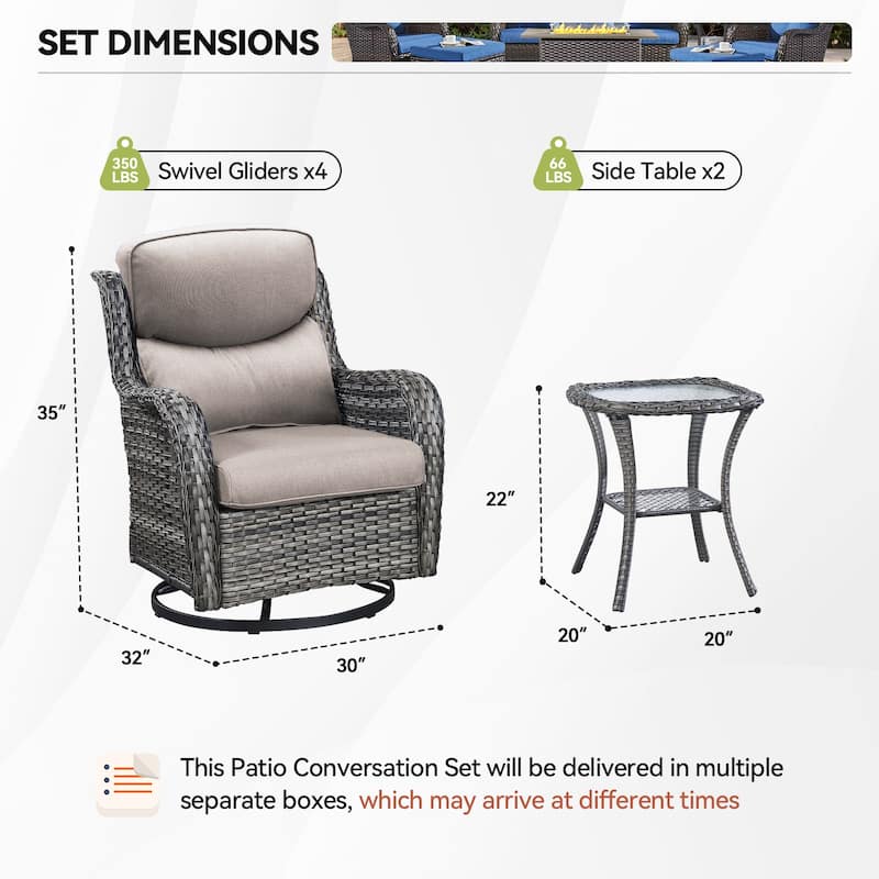Pocassy Outdoor Swivel Chairs Patio Furniture Set