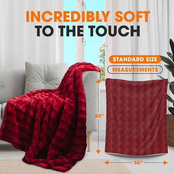 dimension image slide 19 of 31, Cheer Collection Faux Fur/ Microplush Reversible Throw Blanket
