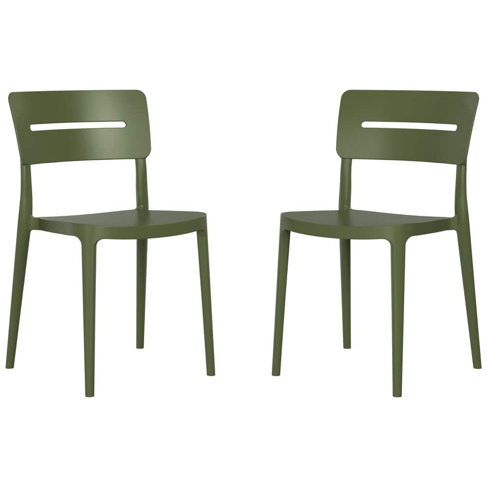 Frond and Form Modern Outdoor Patio Stacking Dining Side Chair (Set of 2)