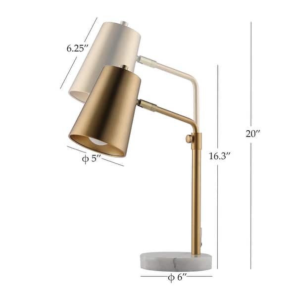 COZ 20inch Adjustable Gold Desk Lamp with Marble Base Antique Brass