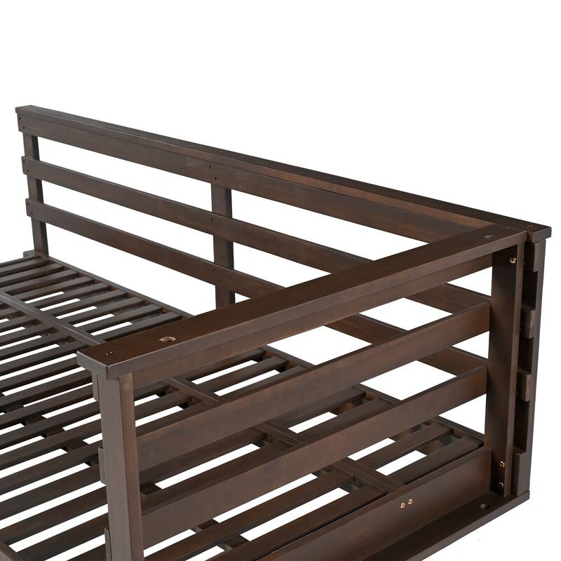 Patio Wooden Twin Size Swing Daybed Porch Swing Frame with 4pcs 96-inch Hemp Ropes for Backyard, Garden