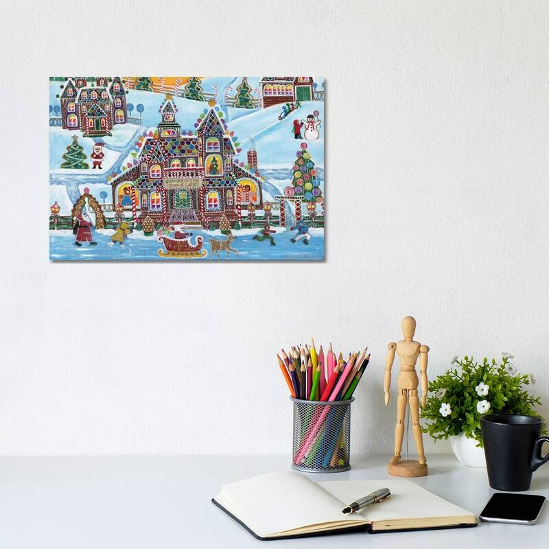 iCanvas "Christmas Gingerbread Inn and Cafe" by Cheryl Bartley Canvas Print - 8x12x0.75