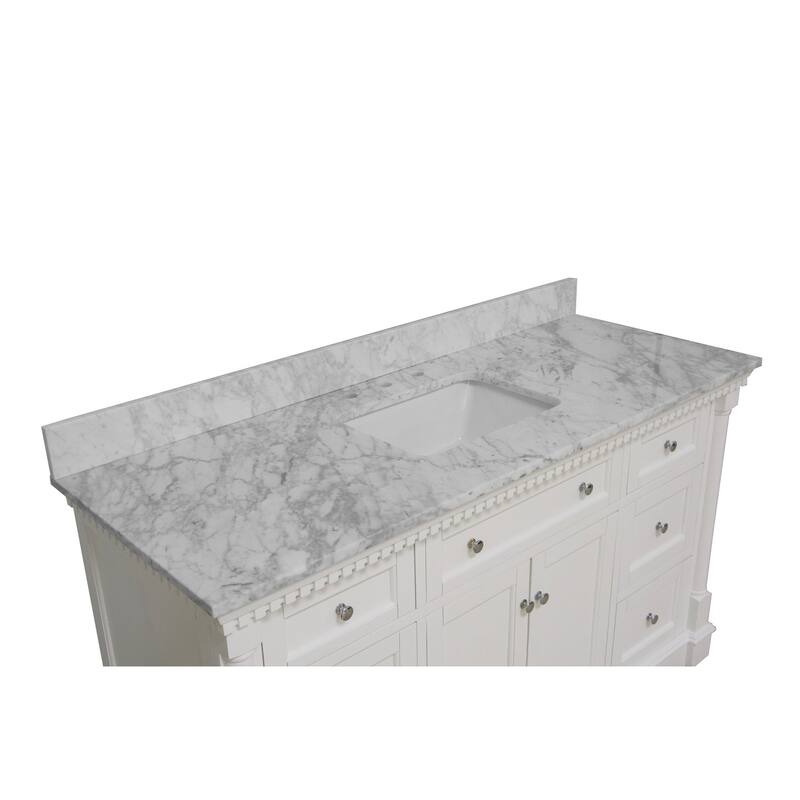 KitchenBathCollection Sydney 60" Single Bathroom Vanity with Carrara Marble Top