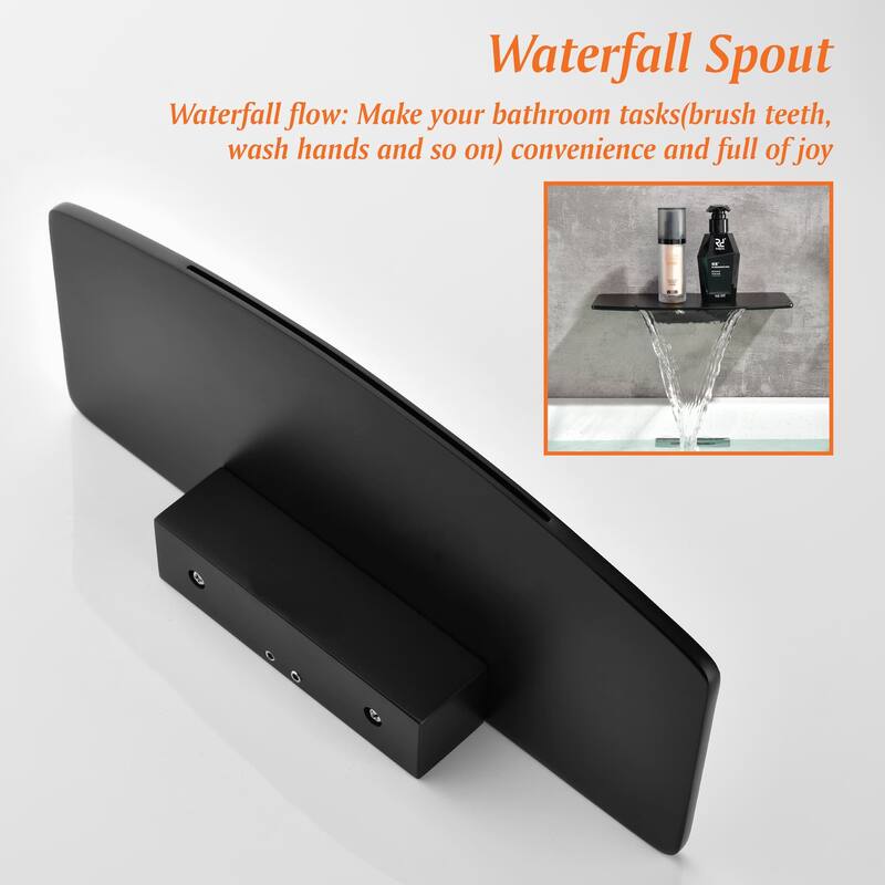 Wall Mounted Tub Filler With Hand Sprayer Waterfall Bathtub Faucet Modern Single Handle Tub Faucet Trim With Handheld Shower
