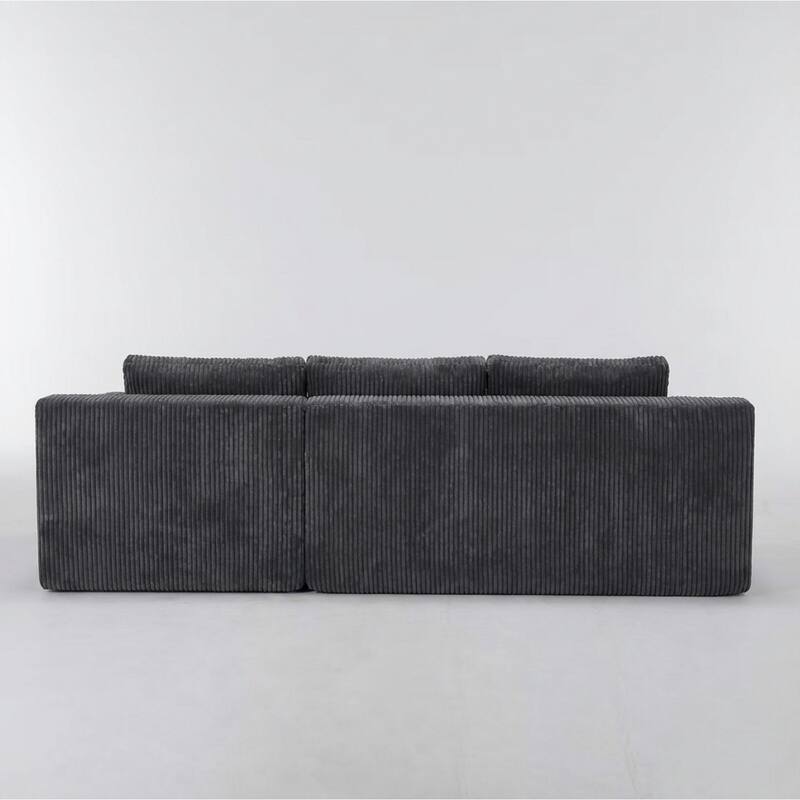96" L-Shaped Corduroy Sectional Sofa, No Assembly Required