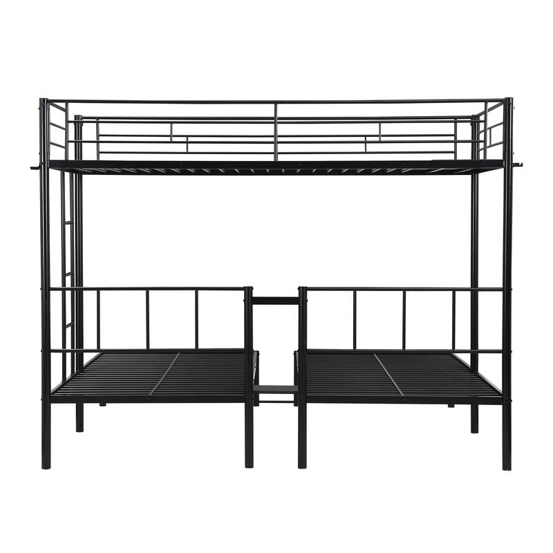 Twin Over Twin Over Twin Bunk Bed ,Triple Bunk Bed With a vertical ladder, Metal Frame Bunk Bed with Safety Rail