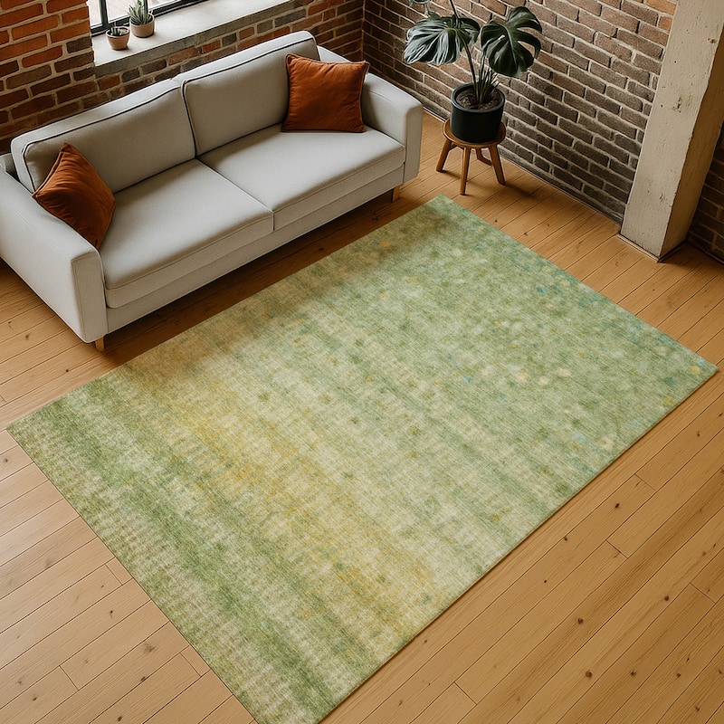Machine Washable Indoor/ Outdoor Ombre Stripes Chantille Rug