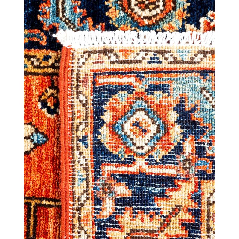 Hand Knotted Traditional Tribal Wool Orange Area Rug - 2' 9" x 12' 11"