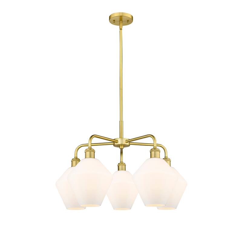 Innovations Lighting Cindyrella - 5 Light 8" Stem Hung Chandelier - Cased Matte White/Satin Gold