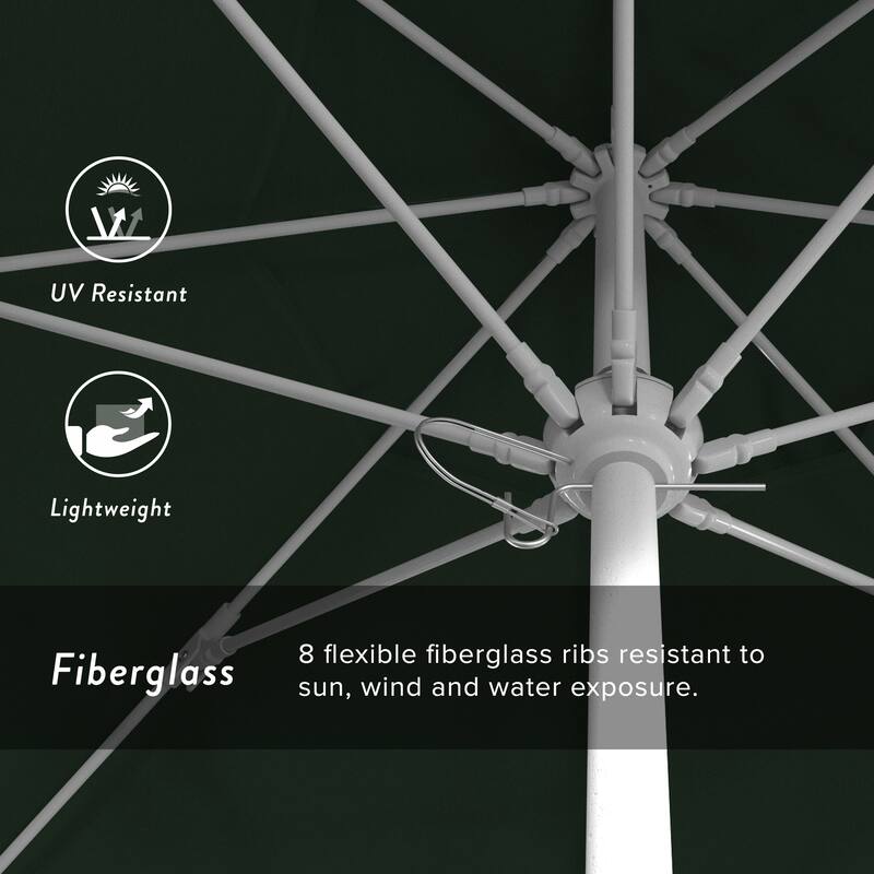 California Umbrella 75' Venture Series Patio Umbrella, White Aluminum Pole Fiberglass Ribs Push Lift Sunbrella