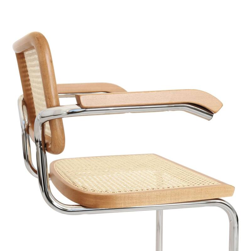 Breuer Chair Company Marcel Breuer Cesca Cane Cantilever Armchair Arm Chair w/ Chrome Steel Frame (Various Wood & Cane Colors)