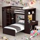preview thumbnail 1 of 25, Twin size Loft Bed With Twin Size Stand-alone Bed,Shelves,Desk And Wardrobe Espresso