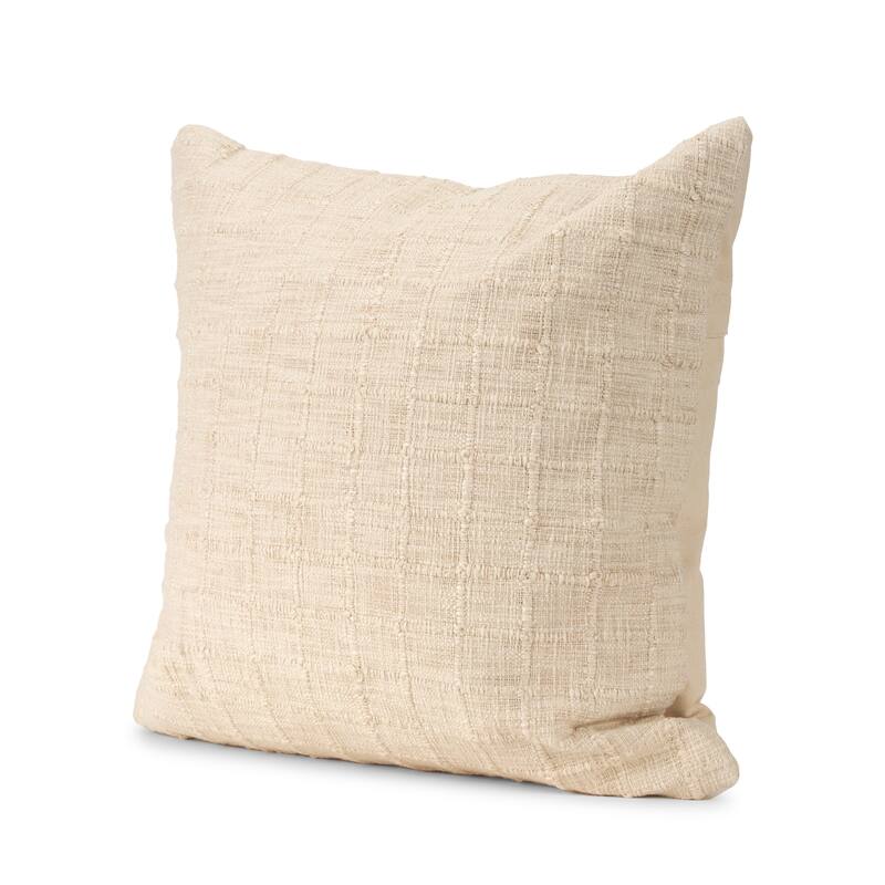 Jacory Cream Checker Textured Decorative Lumbar Pillow Cover - 22.0L x 0.5W x 22.0H
