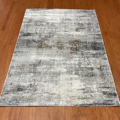 HERAT ORIENTAL Turkish Modern Erased Design Wool & Silk Rug - 5'3" x 7'7"