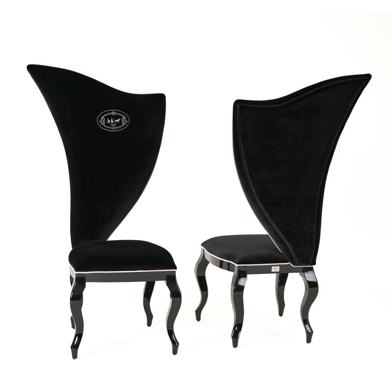 A&X Sovereign Transitional Black Fabric Chair (Set of 2)