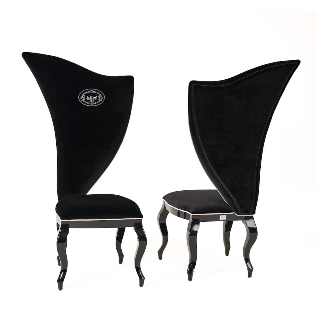 A&X Sovereign Transitional Black Fabric Chair (Set of 2)