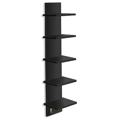 Sorbus 5 Tier Wall Shelf Unit with Hooks, Vertical Column Utility Shelving for Home Decor and Storage Organizer