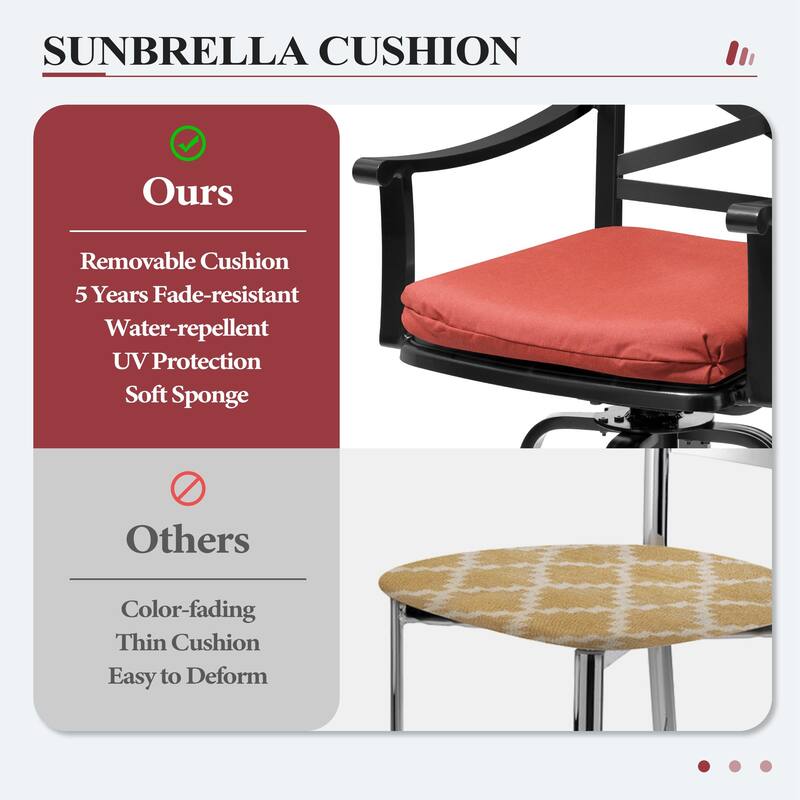 Outdoor Aluminum Swivel Bar Stools with Sunbrella Cushion