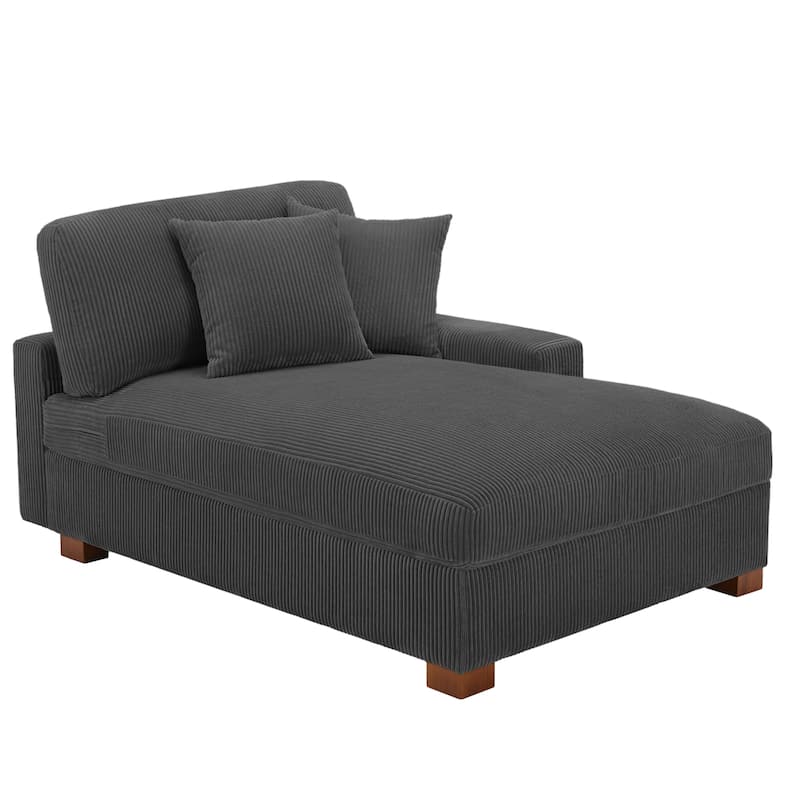 Upholstered Corduroy Modular Sectional Sofa with 2 throw pillows