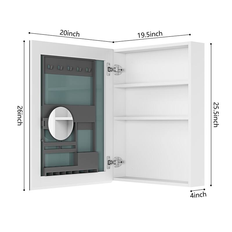 Topcraft Frameless Mirrored Medicine Cabinet in White