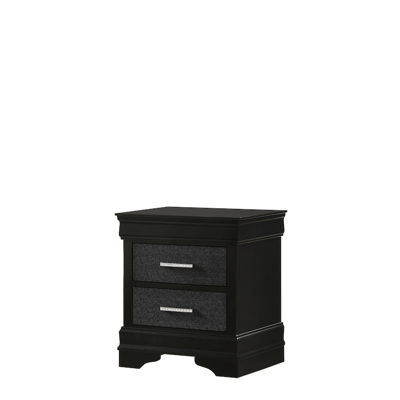 Sigurd 3 Piece Black Velvet Upholstered Tufted Panel Bedroom Set