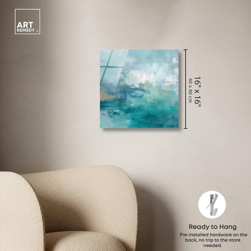 Green Blue II Acrylic by Art Remedy, Ready to Hang
