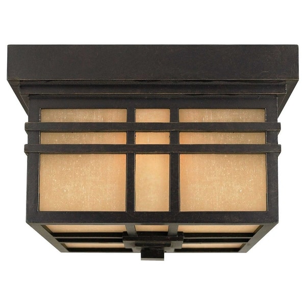 slide 2 of 2, Hillcrest 2-Light Outdoor Flush Mount in Imperial Bronze Imperial Bronze