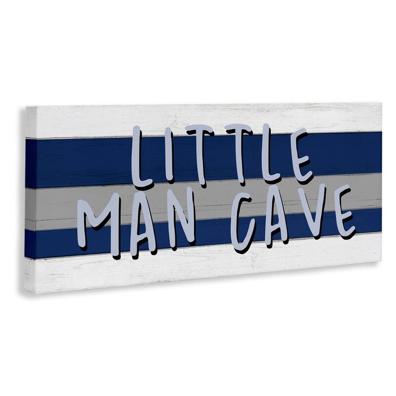Stupell Boy's Little Man Cave Playroom Sign Blue White Canvas Wall Art - Multi-Color