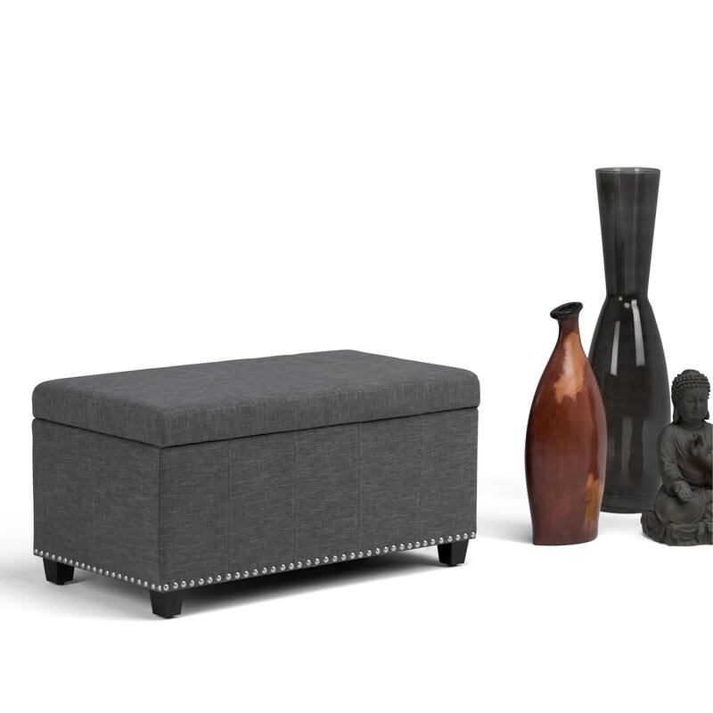 WYNDENHALL Megan 34 inch Wide Transitional Rectangle Storage Ottoman