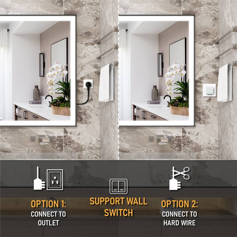 Wall Mounted Bathroom Heavy Duty Framed LED Mirror With bright light And And Memory Function