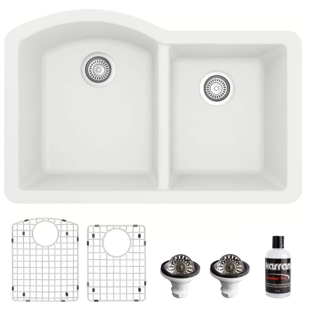 Karran USA QU-610-PK1 Quartz QU 32" Undermount Double Basin Quartz