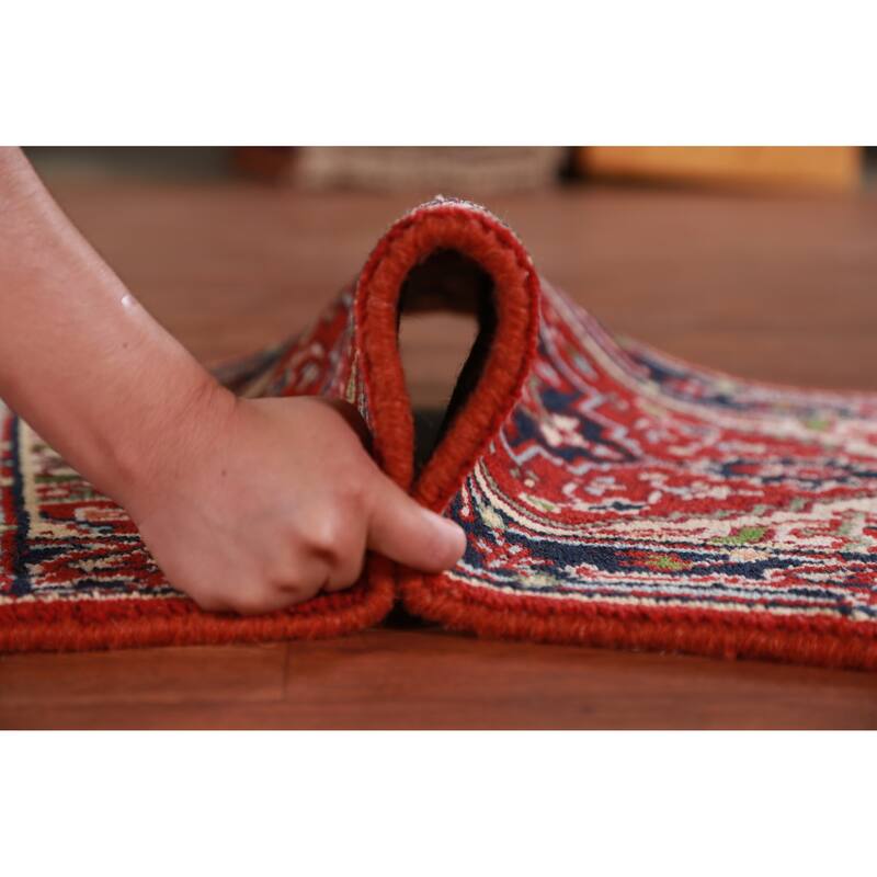 Hand Knotted Oriental 100% Wool Carpet Traditional Medallion Oranges & Rust Heriz (serapi) Area Rug - 3' 0'' X 2' 0''