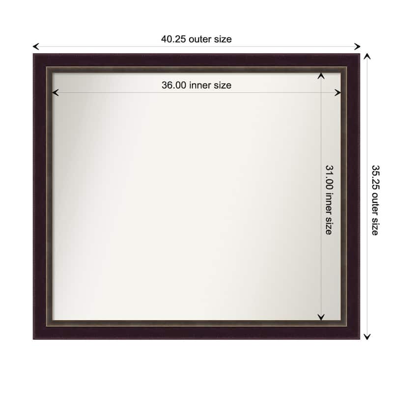 Signore Bronze Framed Non-Beveled Custom Wall Mirror, Bathroom Vanity Mirror - Outer Size: 40.25 x 35.25