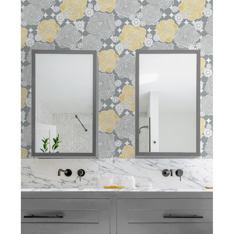 NextWall Retro Floral Peel and Stick Removable Wallpaper - 20.5 in. W x 18 ft. L