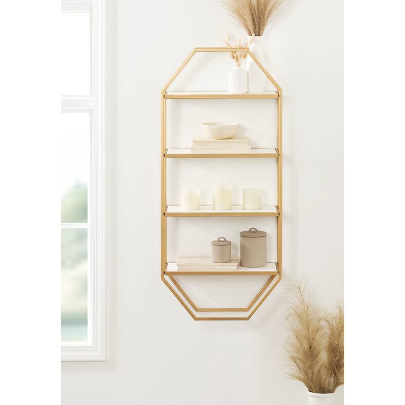 Kate and Laurel Adela Rustic Wood and Metal Wall Shelf