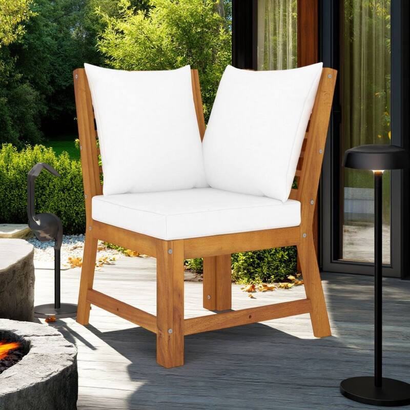 Outdoor Modular Sectional Corner Sofa Wedge Seat, Slatted Acacia Wood