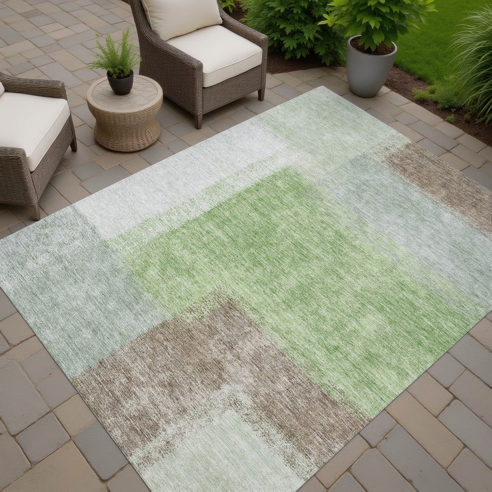 Machine Washable Indoor/ Outdoor Solid Contemporary Chantille Rug