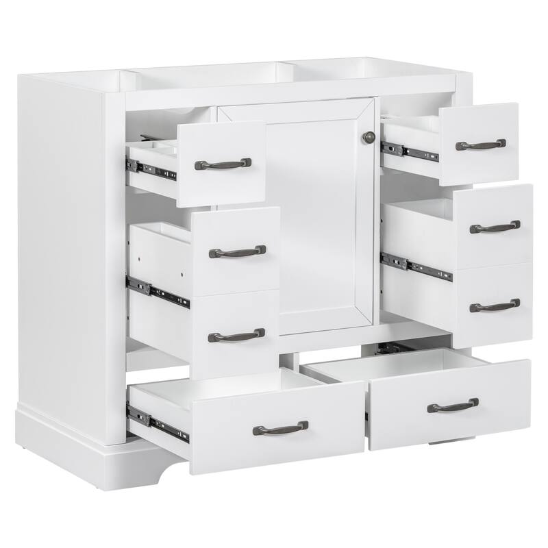 Freestanding Green Bathroom Cabinet Base - Ample Storage, Multi-Functional Drawers, Sink Not Included - 35.5in L