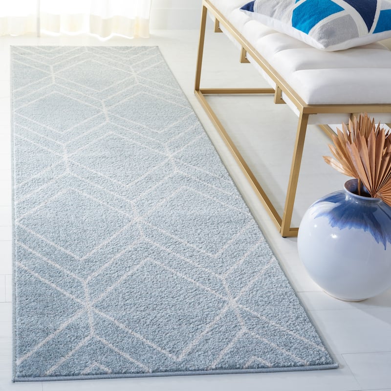 SAFAVIEH Adirondack Benilda Modern Geometric Rug - 12' Runner - Blue/Ivory