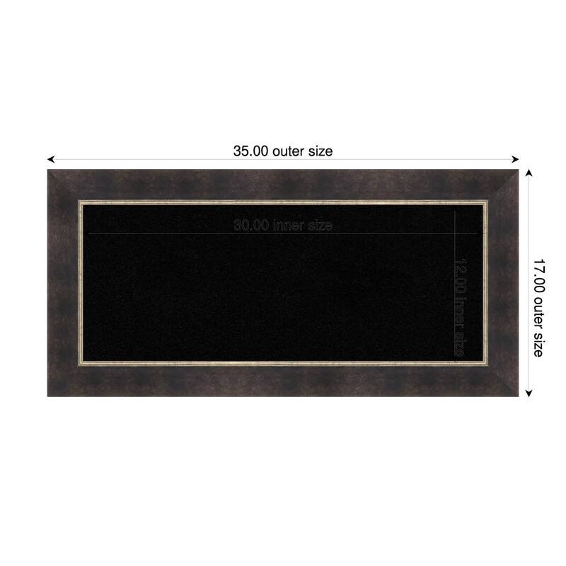 Odin Antique Bronze Wood Framed Cork Board - Bulletin Board, Organization Board, Pin Board - Black - 35 x 17 in
