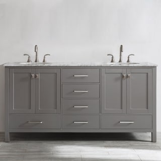 Shop Black Friday Deals On Gela 72 Inch Grey Double Vanity With Carrera White Marble Top Overstock 10601778