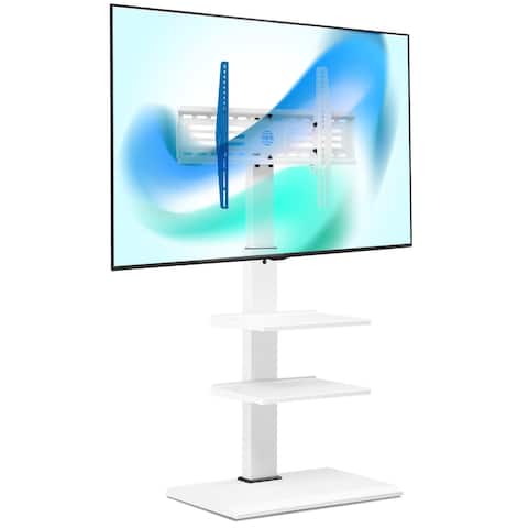 FITUEYES White Swivel Floor TV Stand with Mount for 32-65 Inches TVs - 65 Inches