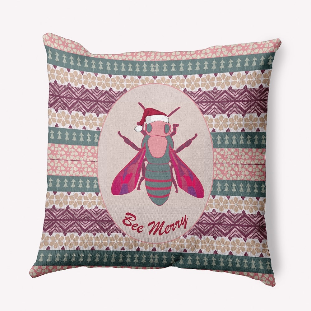 Bee Merry Christmas Indoor/Outdoor Throw Pillow